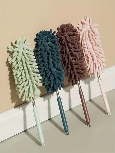 1 cây chổi lau bụi bằng sợi microfiber có thể kéo dài và giặt được, thích hợp để lau bàn, ghế sofa, quạt trần, đồ nội thất, rèm cửa, ô tô, những nơi cao, với thiết kế đầu linh hoạt, nhỏ gọn và dễ mang theo.