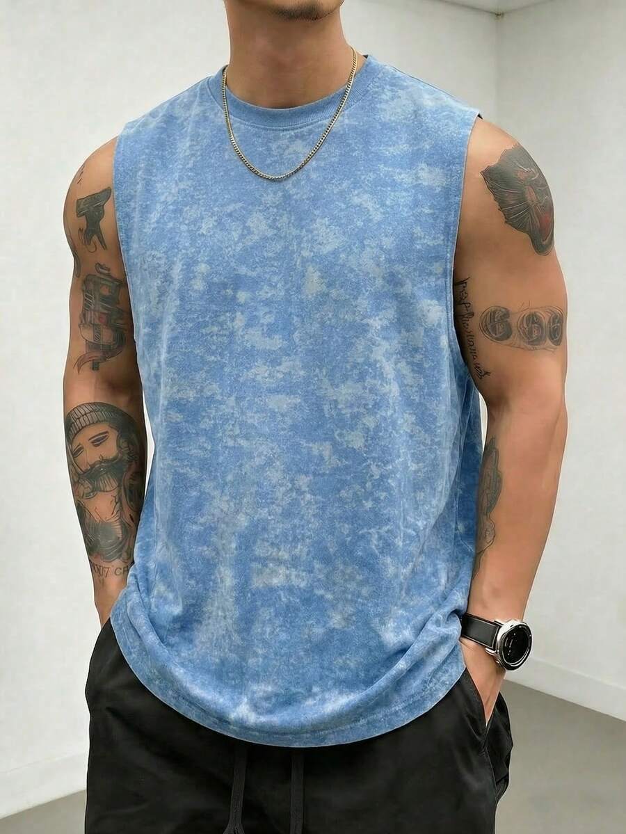Simple Studio | Men's Retro Rugged Style Washed Short Sleeve Tank Top | Suitable For Summer Wear | Comfortable & Breathable | Leading Fashion