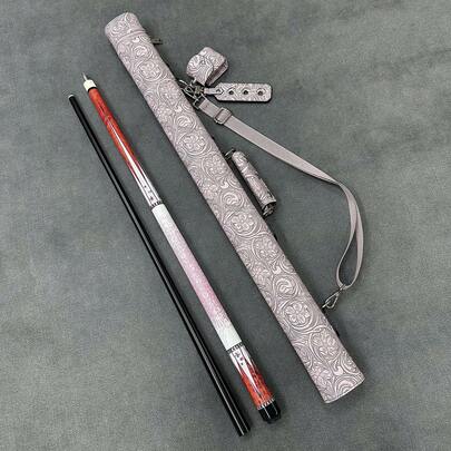 Billiard Cue With Hard Protective Case, Floral Pattern Billiard Cue, Printed Protective Cover, Precise And Tight Central Joint Ensures Smooth Power Transmission And Provides Protective Cover To Protect The Central Joint. This Billiard Cue Is Suitable For Home, Bar, Club Use, And Also A Great Gift For Valentine's Day Or New Year.