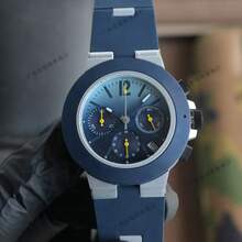 Men Mechanical Watches - Blue Plate With Diamonds and Gold - View 3