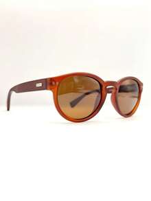 Men's/Women's Round Sunglasses With Polarized Wooden Lenses - 棕腿茶框 - 查看 2