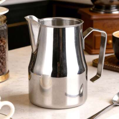 Jarra de acero inoxidable profesional para espumar leche, jarra de leche con pico redondo, taza para hacer arte de café con leche (11.8oz/350ml, 15.2oz/450ml, 23oz/680ml)