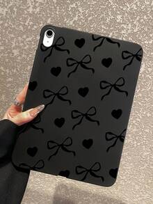 Black Bow Heart Print Soft Silicone Shockproof Protective Case, Suitable For Mainstream Models, Cute & Cool Style, Ideal For Daily Use, Valentine's Day, Birthday, Christmas, Mother's Day, Graduation, Gift Giving, Compatible With Kindle, 11th Gen, A16 - Black - View 4