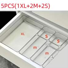 4/5/6/7/8/11pcs Desktop Cosmetic Storage Box, Combination Transparent Plastic Drawer Organizer Set, Transparent Vanity Storage Box, Exquisite Storage Box, Desktop Drawer Divider Organizer Box And Storage Bin, Suitable For Cosmetics, Jewelry, Small Tools In Kitchen, Bedroom, Bathroom, Office, Party Desktop Drawer Decor - Clear - View 14