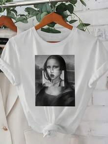 Autumn, Halloween, Christmas, Women's Fashion T-Shirt - Comfortable And Relaxed, Round Neck, Suitable For All Seasons, Elegant Casual Tops, Local Delivery, Summer Pure Tops, Elegant Party Must-Haves In The Summer - 白色 - 查看 1