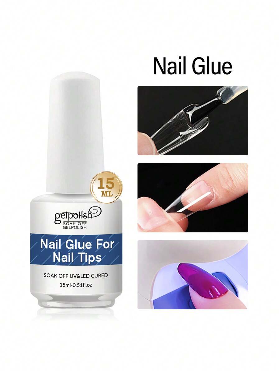 GELPOLISH 1/2/3支装 15毫升 指甲胶水，适用于甲片、假指甲，超强持久的亚克力指甲胶水，需使用UV/LED灯固化