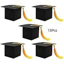 Hộp kẹo hình mũ tốt nghiệp (5 chiếc/15 chiếc/30 chiếc), Đồ dùng tiệc tốt nghiệp 2026, Hộp kẹo quà tặng tốt nghiệp, Quà tặng kỷ niệm tốt nghiệp - B-đen - Xem 8