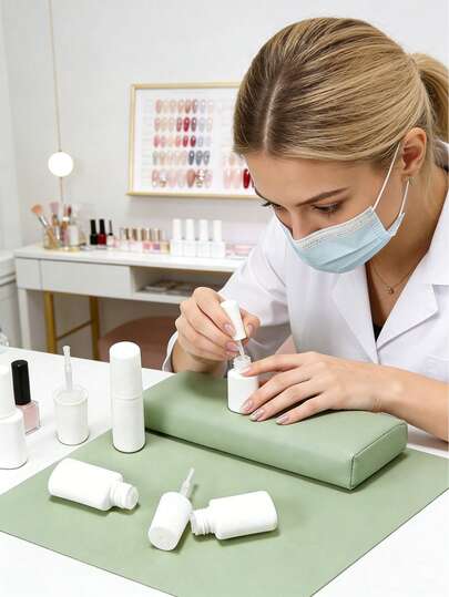 1/2pcs 10ml White Reusable Plastic Liquid Storage Bottle With Fine Brush, Nail Polish Refill Container