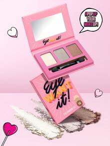 Misslyn 1件 EYE Want It 3色眼影套組，附鏡子與刷具，啞光珠光亮片高顯色，質地柔軟易暈染，Y2K派對海灘旅行妝容，新年禮物，情人節禮物 - 14 NUDY JACKPOT - 查看 6