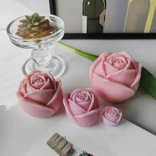 5种尺寸玫瑰花硅胶模具，适用于蜡烛制作——可重复使用的DIY石膏/肥皂/树脂模具，适用于母亲节、婚礼、情人节、父亲节等手工制作。 - 花 - 查看 6