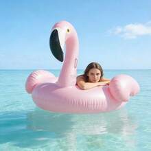 Flamingo Inflatable Pool Float, Perfect For Beach Photos, Adorable Flamingo Floating Bed, Viral Item, Pool Inflatable, Beach Essentials, Pool Float - 粉紅色火烈鳥 - 查看 7