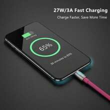 27W 4-In-1 USB C Charging Cable LED Indicator PD Charging Silicone Material 4FT Pink - View 5