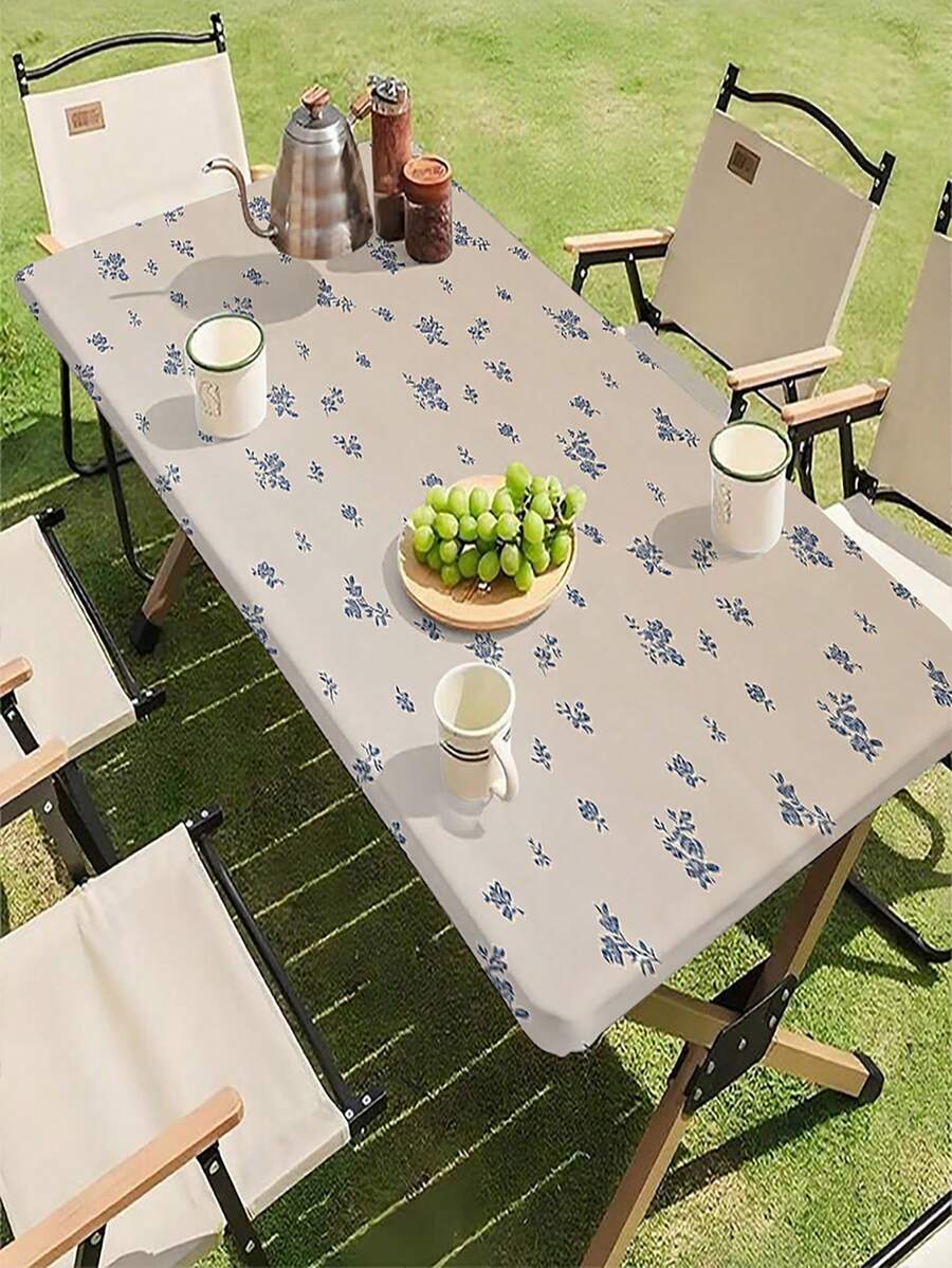 1pc French Luxury Retro Printed Rectangular Tablecloth, Suitable For Coffee Table, TV Cabinet, Holiday Party, Birthday, Wedding, Outdoor Dining Table Background, All Seasons - A - View 1