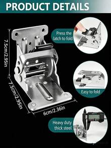 Folding Hinge Bracket 0-90-180 Degree Folding Table Leg Bracket Heavy Duty Locking Extension Support Bracket Black Foldable Self-Locking Hinge With Screws Suitable For Table, Chair And Bed Legs - Multicolor - View 9
