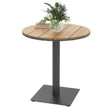 Garden Table Ø70 Cm, Weather-Resistant Round Balcony Table With Slatted Design, Steel Ø70 X 74H Cm Natural Wood - Wood Color - View 8