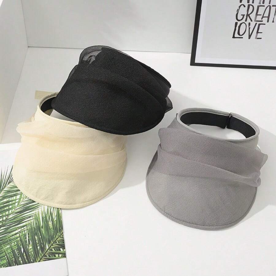 Mũ chống nắng lưới xếp ly mới năm 2026, mũ vành rỗng màu đen, mũ che nắng mùa hè cho nữ, mũ chống nắng du lịch ngoài trời. - Nhiều màu - Xem 1