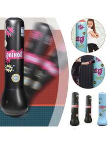 1.2m Inflatable Punching Bag, Soft And Flexible Foldable Boxing Toy For Practice And Training. Includes Air Pump - Mint Blue - View 10