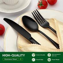 60pcs Silvery 304 Stainless Steel Silverware Suitable For 12 People To Use, Steak Knife, Salad Fork, Dessert Spoons, Cutlery Set With Gift Box, Kitchen Accessories, Home Outdoor, Wedding Camping Stuff, Christmas Party Gift - Silver - View 5
