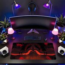 Anime Hand Seal Red & Black XXL Extended Gaming Mouse Pad, Large Desk Mat With Non-Slip Rubber Base, Stitched Lock Edge Washable Desktop Pad, Suitable For Gaming Setup Home Office, Ideal Gift For Gamers & Anime & Aesthetic Fans - View 7