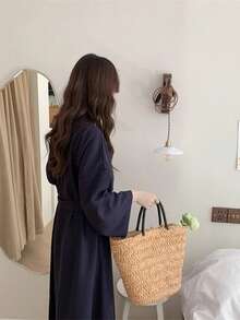 Áo choàng tắm kẻ sọc nhuộm màu kiểu Nhật Bản, đồ ngủ/đồ mặc nhà rộng rãi thoải mái dành cho nữ, thích hợp cho mùa xuân và mùa thu. - Nhiều màu - Xem 10