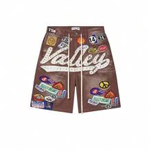 Mens ClothesTrendy Fashion Splicing Retro Jorts Jeans Men's Versatile Casual Drawstrings Shorts For Men - Brown - View 1