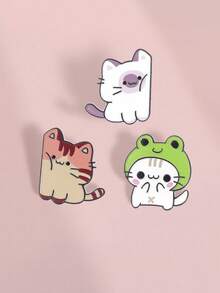 QIHOO 1PC Cute Cartoon Cat & Frog Enamel Pins Kawaii Animal Self-Care Badges Metal Brooches Fashion Lapel Badge Backpack Clothes Jewelry Bag Pins Imperdible Graduation Gift - Multicolor - View 4