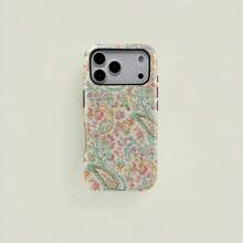 Shockproof Flower Series Elements Selfie Stick Tripod 1 Pc Paisley Floral Retro Style Double Layer Solid Two-In-One Protective Case, Phone Cover Casing, Suitable For IPhone 17 16 15 14 13 12 11 Pro Max Plus Galaxy S25 S24 S23 Ultra Series Couple Mobile Phone Spring Mother's Day - Mixed Color 1 - View 3