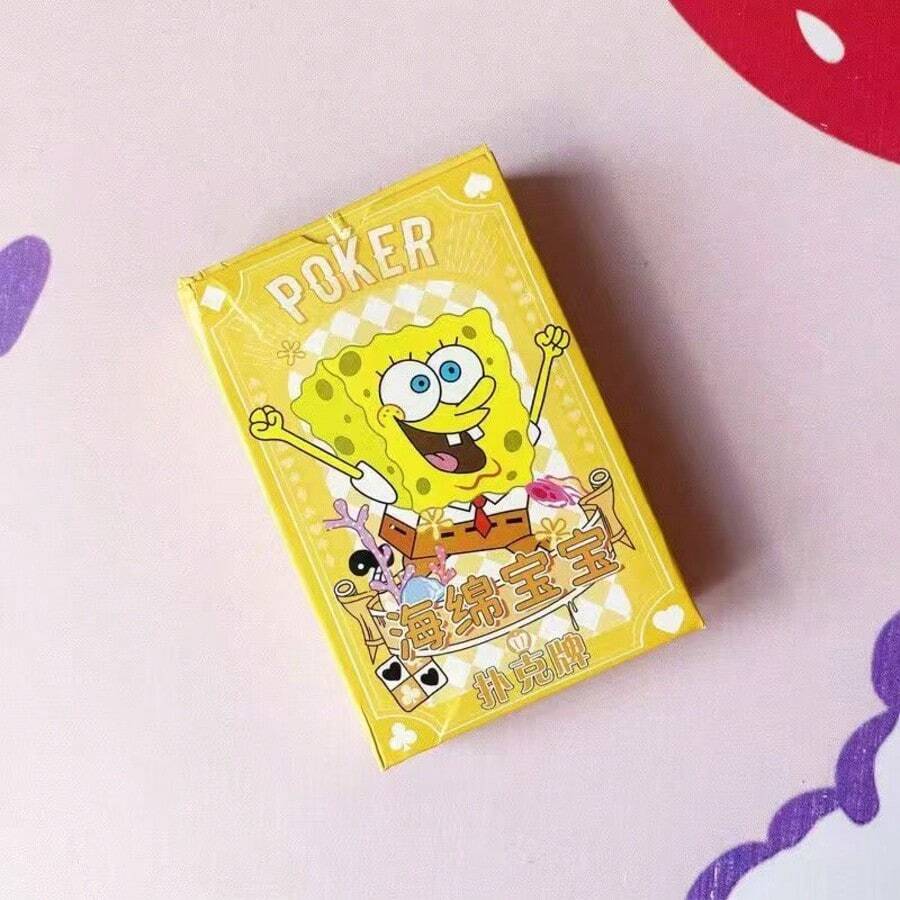 SpongeBob SquarePants 1pc Themed Decorative Playing Cards, Cute Cartoon Design, High Quality For Parties - Sponge - View 1
