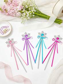 Đũa phép thần kỳ hình trái tim bông tuyết đính đá lấp lánh, kiểu công chúa băng giá dành cho nữ, phụ kiện trang phục dự tiệc sinh nhật. - Nhiều màu - Xem 3