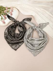 1 st. leopardmönstrad och metallisk hårhalsduk, retro tofshuvudbonad för strand, fest och vardag - Multifärgad - Visa 4