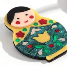 1 Stück modische & süße handgemachte bunte Matroschka-Brosche aus Acryl, geeignet als Schmuckzubehör für Frauen zu Feiertagen, Geschenkidee - Geometrisch - Übersicht 7