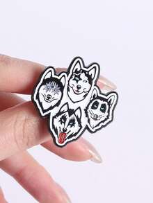 1 chiếc ghim cài áo hình hoạt hình ban nhạc rock Husky ngộ nghĩnh màu đen trắng với bốn đầu chó, chất liệu kim loại, thích hợp để cài áo khoác hoặc ve áo làm quà tặng trang sức cho người hâm mộ và bạn bè. - Đen và trắng - Xem 9