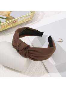 1 chiếc băng đô xoắn bằng polyester kiểu retro, họa tiết da báo và màu trơn, phù hợp cho mọi mùa, phụ kiện tóc khi đi du lịch. - Nhiều màu - Xem 13