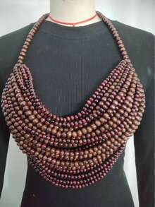 欧美时尚跨界配饰，手工珍珠胸链，波西米亚风女士身体链，性感沙滩装 - 女士宽松露脐胸衣，手工吸睛单品 - 度假风身体饰品，浅棕色串珠露脐上衣 - 大胆波西米亚风时尚配饰 - 彩色 - 查看 9