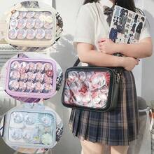 Japanese High School Girls Crossbody Bags PU JK Handbags Transparent Itabag Women New Ita Bags Leather Shoulder Bag Bolso - 粉紅色 3 枚徽章 - 查看 3
