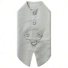 Bộ vest tuxedo cho chó kèm nơ và khăn quàng cổ, áo sơ mi cổ bẻ kiểu hoàng tử dự tiệc cưới, trang phục trang trọng cho thú cưng dự lễ đính hôn, quà sinh nhật. - Xám - Xem 5
