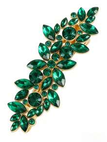 1 chiếc kẹp tóc đính ngọc trai bằng nhựa - màu xanh lá - Xem 3