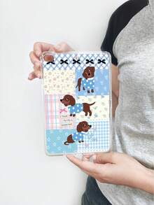 1 件装拼接蓝色格子腊肠犬印花透明平板电脑保护套，饰有蝴蝶结、星星、爱心元素，可爱又治愈，充满少女魅力，兼容 iPad Pro 11 英寸、Air 2、Air 第五代（2022 年）、Air 11 英寸（M2，2024 年）、Air 11 英寸（M3，2025 年）、第十代 - 無色 - 查看 46