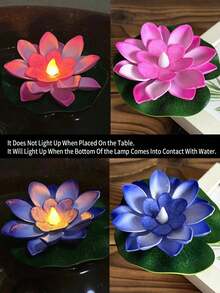 1pc/6PCS LED Floating Water-Activated Lotus Flower Lights, Colorful Waterproof Night Lights For Pool And Pond Decoration, Wishing River Lanterns - Multicolor - View 6