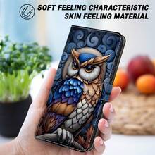 GLANDOTU Capa carteira para celular em Pu com ilustração vintage de coruja, compartimentos para cartões e cordão, capa protetora com suporte dobrável para diversos modelos de celular. - Multicolorido - Ver 6