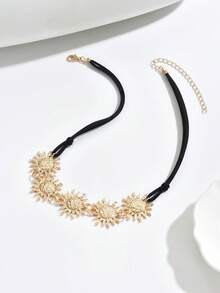 1pc Retro Bohemian Style Amber Beaded Necklace With Sun Pendant, Versatile Charm Necklace To Pair With Camisole Dress Or Shoulder Top, Suitable For Party, Vacation, Daily Wear - Multicolor - View 8