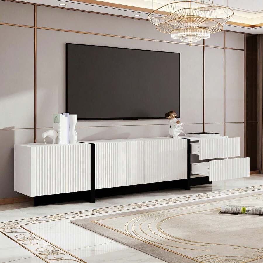 Television Stands & Entertainment Centers - Black White + MDF + Particle Board + 50-59 Inches - View 1