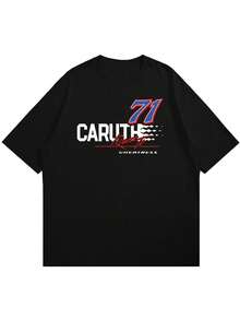 Striville Men's Printed Minimalist Numeric Short Sleeve T-Shirt, Comfortable & Breathable, Summer Wear - Black - View 2