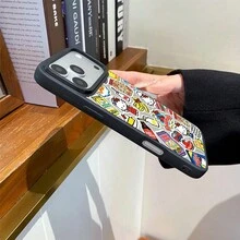 SANRIO 1 chiếc ốp lưng điện thoại 3 trong 1 bằng acrylic mới, chắc chắn, chống rơi vỡ, họa tiết sáng tạo, dày dặn, tương thích với Apple 17 ProMax/Air, 16, 11/12/13/14 Plus, XR, 7/8 Plus, 15 ProMax - màu đen - Xem 5