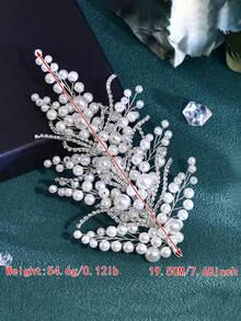 Elegant Faux Pearl Bridal Head Piece Shiny Women's Headwear Suitable For Wedding Party - Multicolor - View 5