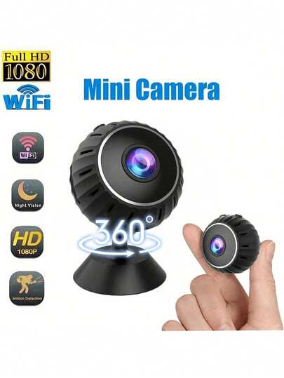 1个迷你无线智能宠物监控摄像头，支持WiFi连接，1080P高清摄像头，可通过手机APP远程查看，具备移动侦测、红外夜视功能，适用于室内/室外家庭宠物（猫、狗、鱼等）安全监控