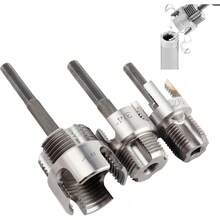 Bộ 3 dụng cụ ren trong và ngoài tích hợp, dụng cụ cắt ren ống đa chức năng, phù hợp với ống PVC/nhựa đường kính 1/2", 3/4" và 1", tương thích với bộ dụng cụ ren ống bằng máy khoan điện. - Máy mở dây tích hợp - Xem 9
