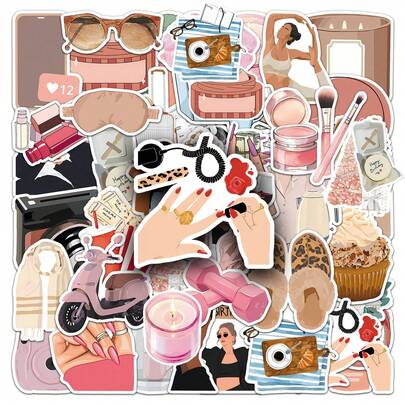 50 piezas Pegatinas decorativas de estilo de vida urbano y estética de graffiti para DIY, planificador, monopatín, guitarra, vaso de agua, autoadhesivas para decoración de vacaciones