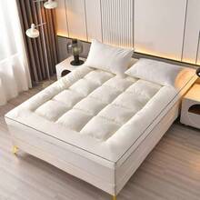 Quilted Grid Mattress Pad, Premium Tatami Bed Topper For Bedroom - White - View 6