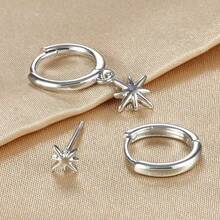 3pcs Fashionable Delicate Mini Earrings, Star Pendant Clip-On Earrings, Suitable For Festivals, Holidays, Parties, Dates, Gifts And Daily Wear - Multicolor - View 3